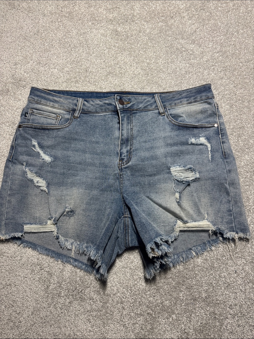 Judy Blue Light Blue Distressed Denim Shorts Women's Size 2XL Denim Stretch